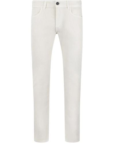 Re-hash Pantaloni in velluto a coste slim fit - Bianco