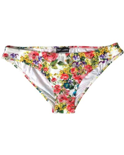 Dolce & Gabbana Parte inferior de bikini con estampado floral - Blanco