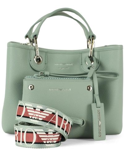 Emporio Armani Mittelgroße handtasche mit gehämmerter optik und logo - Grün