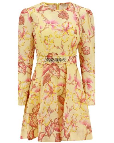 Zimmermann Vestido floral de lino y seda - Amarillo
