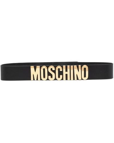 Moschino Lettering logo cowhide belt - Negro
