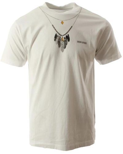 Marcelo Burlon Magliette bianca con collana di piume per uomo - Grigio