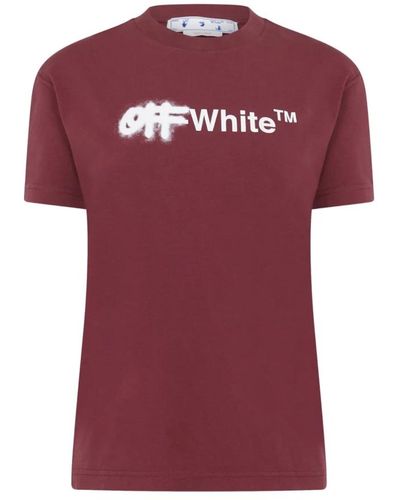 Off-White c/o Virgil Abloh Burgundy/white spray logo t-shirt - Rosso
