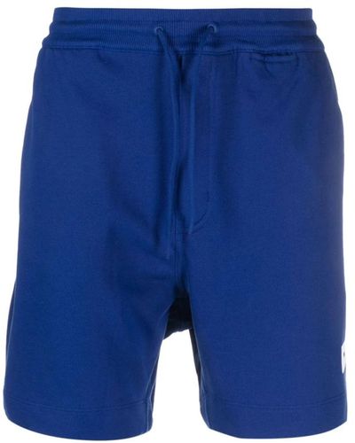 Y-3 Pantaloni corti in cotone organico con coulisse - Blu