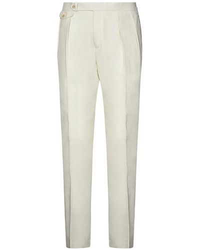 Ralph Lauren Pantaloni in lino crema con pieghe - Bianco
