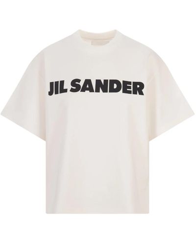 Jil Sander Weiße baumwoll logo print t-shirt