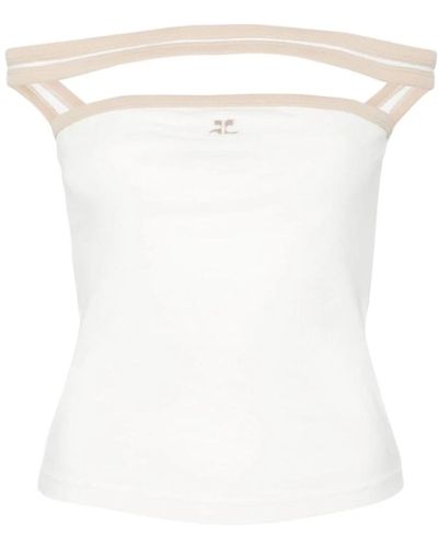 Courreges Ärmelloses jersey-top mit gesticktem logo - Weiß
