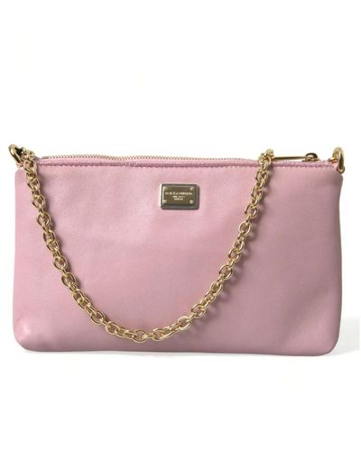 Dolce & Gabbana Mini borsa a tracolla in pelle con spalla tagliata rosa