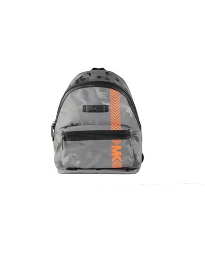 Michael Kors Kent Nylon Camouflage Print Neon Stripe Shoulder Backpack Bookbag Leather - Gray