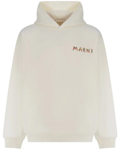 Marni Bestickter logo hoodie - Weiß