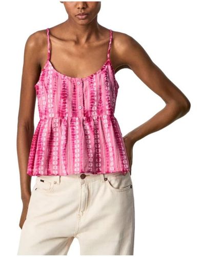 Pepe Jeans Sleeveless Tops - Pink