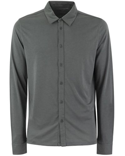 Majestic Filatures Majestic long sleeved shirt in lyocell and cotton - Grigio
