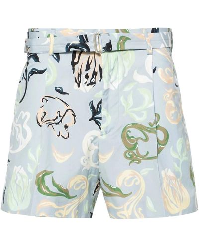 Lanvin Blaue baumwoll-bermuda-shorts abstraktes muster