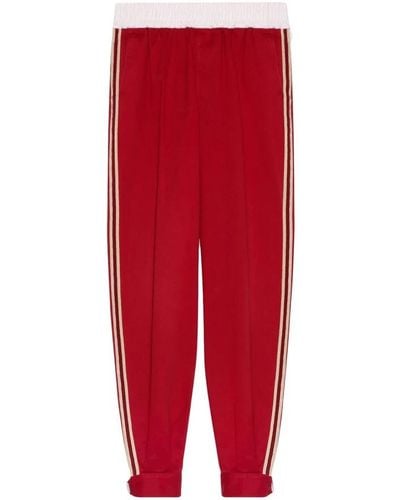 Gucci Rote baumwollbohrhose mit kontrastierenden seitenbändern