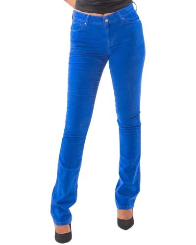 Fracomina Pantalones de terciopelo anchos - fw 23wv 8020w56501 - Azul