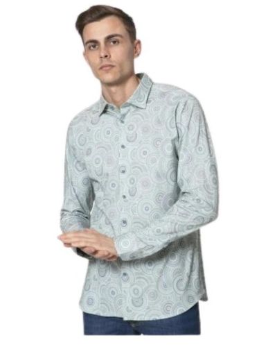 DESOTO Camicia con motivi verde geometrici - Blu