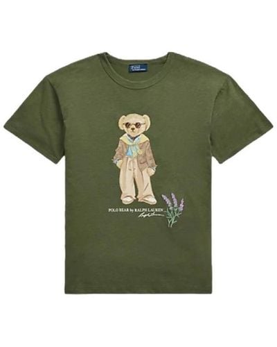 Polo Ralph Lauren Baumwolljersey-t-shirt mit polo bear - Grün