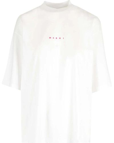 Marni Baumwoll-logo-print-rundhals-t-shirt - Weiß