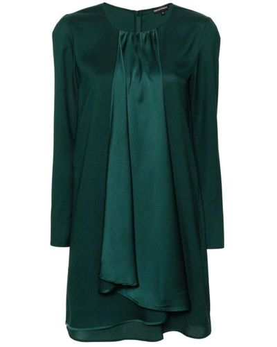 Emporio Armani Grünes plissiertes kleid mit drapiertem panel