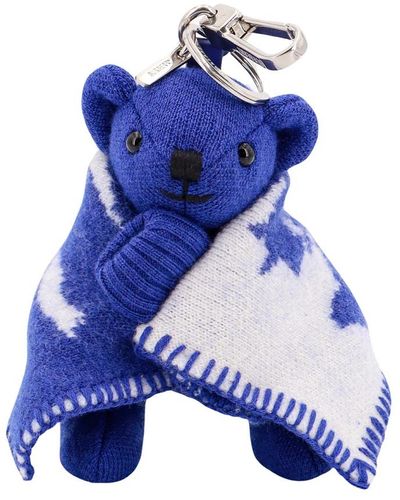 Burberry Wollschlüsselanhänger mit thomas bear - Blau