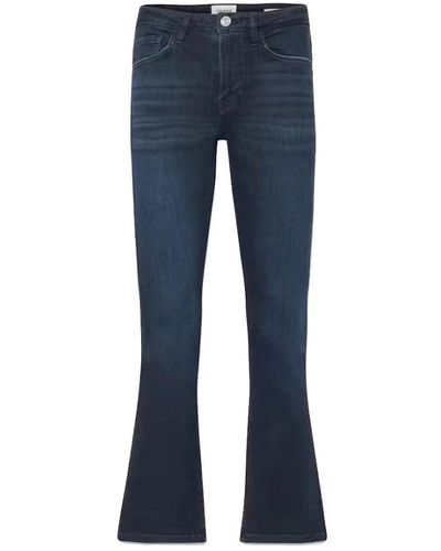 FRAME Cropped boot cut jeans mit silbernen details - Blau