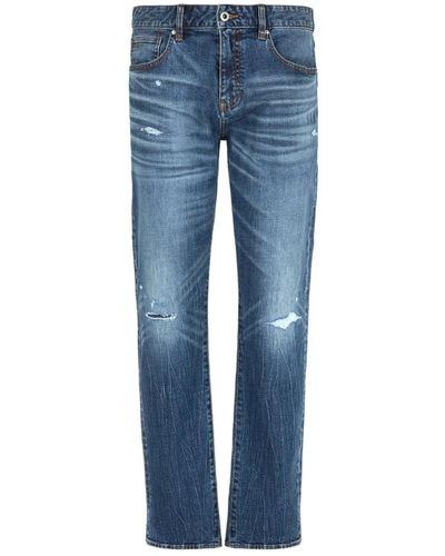 Armani Exchange Indigo denim jeans 5 tasche stile - Blu