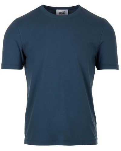 Alpha Studio T-shirt e polo in denim mm - Blu