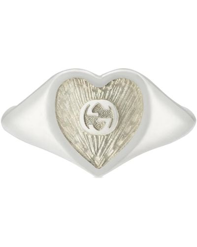 Gucci Silber emaille herz ring - Weiß