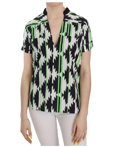 CoSTUME NATIONAL Multi color plunging top blouse - Verde