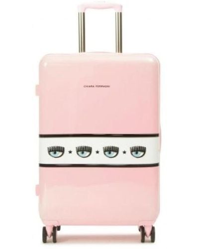 Chiara Ferragni Valigia trolley rigida con banda logo - Rosa