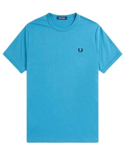 Fred Perry Logo jersey baumwolle regular fit t-shirt - Blau