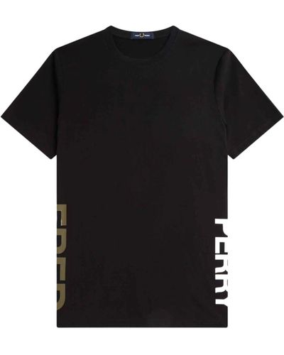 Fred Perry Logo lettering seiten t-shirt - Schwarz