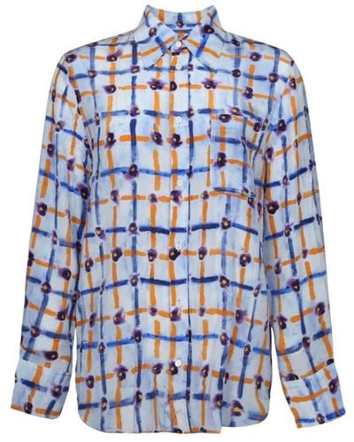Marni Seidenhemd mit geometrischem muster - Blau