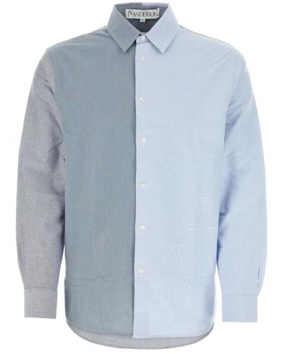 JW Anderson Stilvolles mehrfarbiges baumwollhemd,anchor patchwork hemd - Blau
