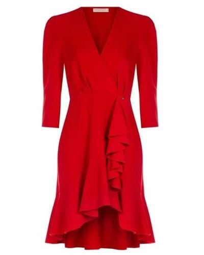Rinascimento Fluid fabric kurzes kleid mit rüschen - cfc0019504002 - Rot