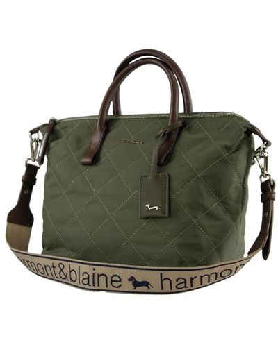 Harmont & Blaine Synthetische reißverschluss-einkaufstasche mit abnehmbarem riemen - Grün