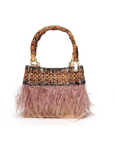 La Milanesa Handtasche aus jute und recyceltem kunststoff - Pink