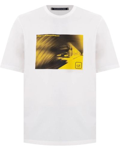 C.P. Company Weißes rundhals-bedrucktes t-shirt
