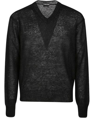 Tom Ford V-Neck Knitwear - Black