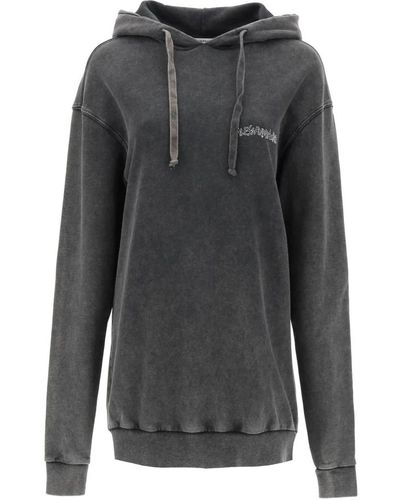 Alessandra Rich Oversized hoodie mit print und strasssteinen - Grau