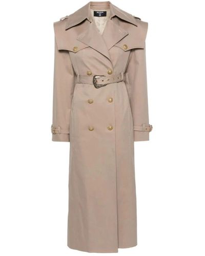 Balmain Coats > trench coats - Neutre