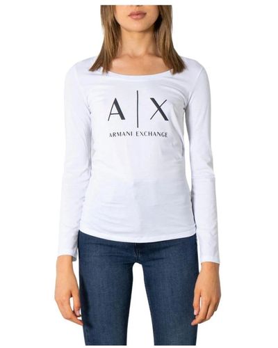 Armani Exchange Magliette a maniche lunghe bianca da donna - Bianco