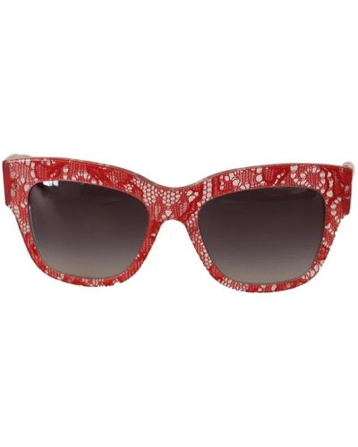 Dolce & Gabbana Rote spitze sonnenbrille mit grauen gläsern