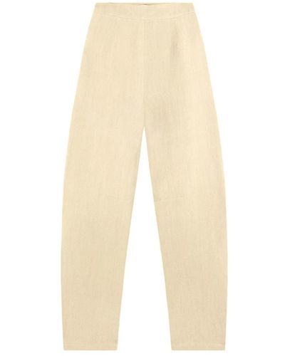 Cortana Pantaloni in lino e lana vergine vaniglia - Neutro