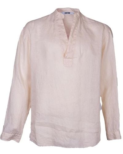 Mauro Grifoni Leinen hemd, knopfloser serafino-stil - Pink