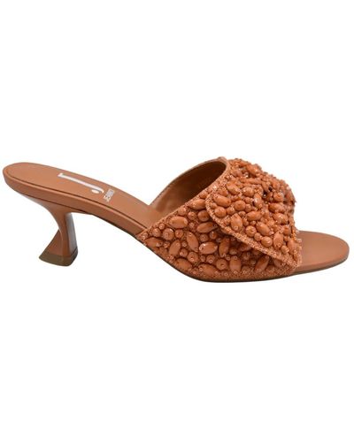 Jeannot Heeled Mules - Brown