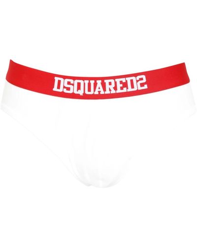 DSquared² Weißes elastikband logo slip - Rot