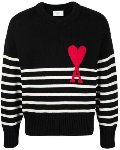 Ami Paris Striped Sweater - Schwarz