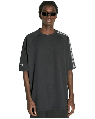 Y-3 Jersey t-shirt mit charakteristischen streifen - Schwarz