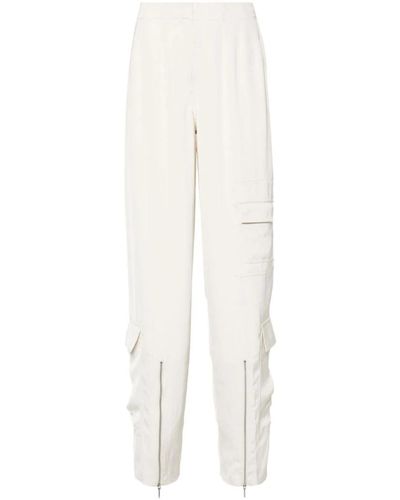 Calvin Klein Pantalones cargo de satén con detalles dart - Blanco